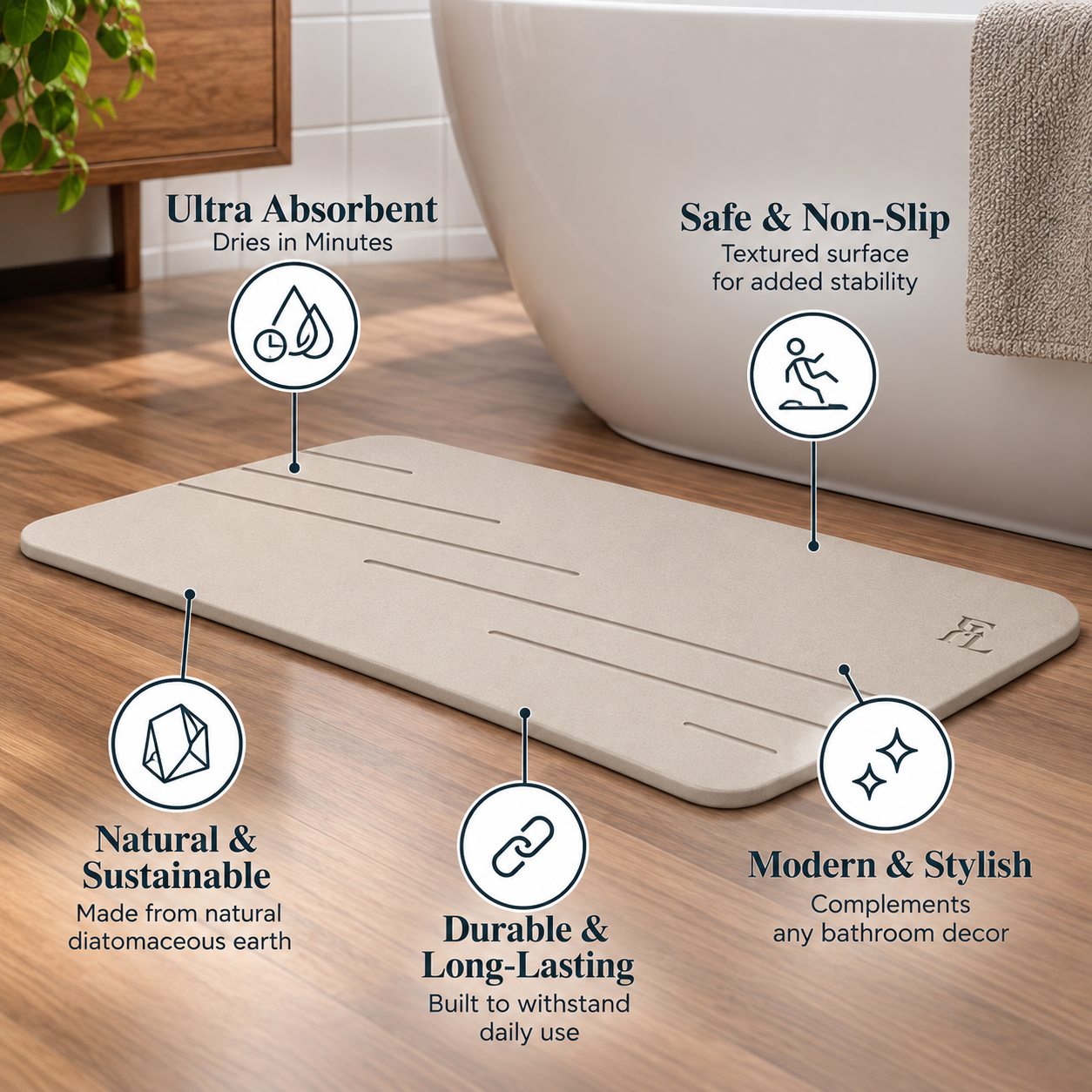Forever Lifestyle Diatomaceous Earth Stone Bath Mat
